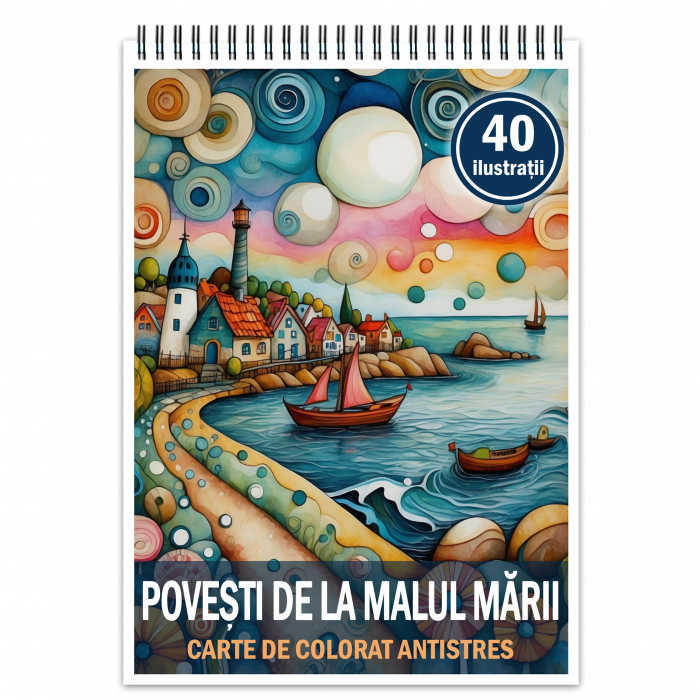 Carte de colorat antistres , 40 de ilustratii Povesti de la malul marii, 86 pagini [1]