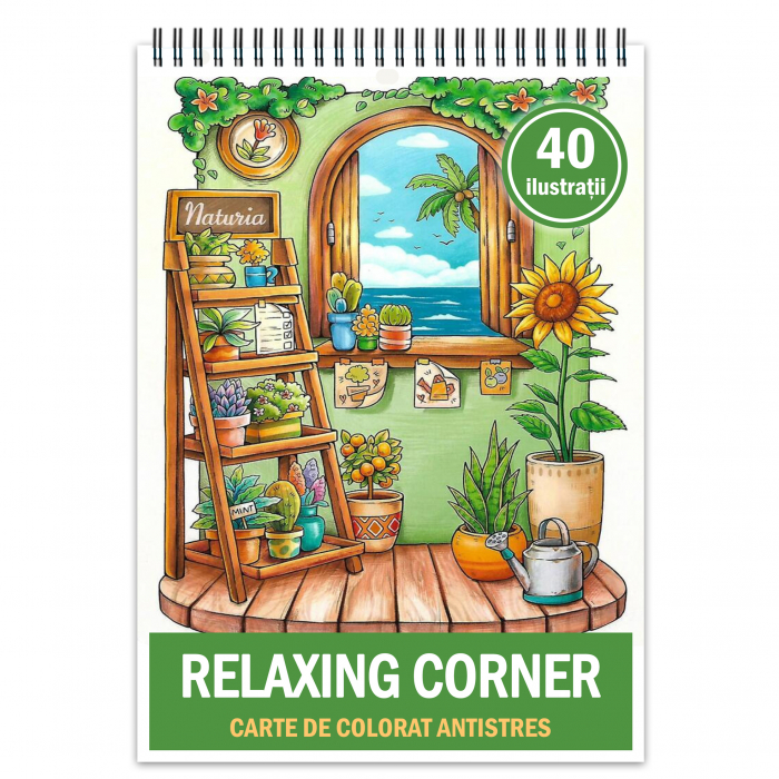 Carte de colorat antistres , 40 de ilustratii Relaxing Corner, 86 pagini [1]