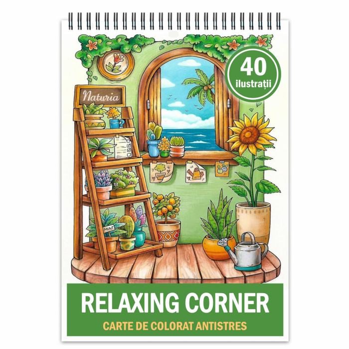 Carte de colorat antistres , 40 de ilustratii Relaxing Corner, 86 pagini [1]