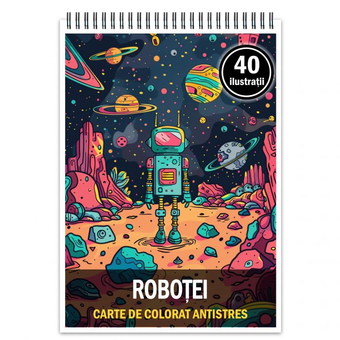 Carte de colorat antistres , 40 de ilustratii Robotei, 86 pagini [1]