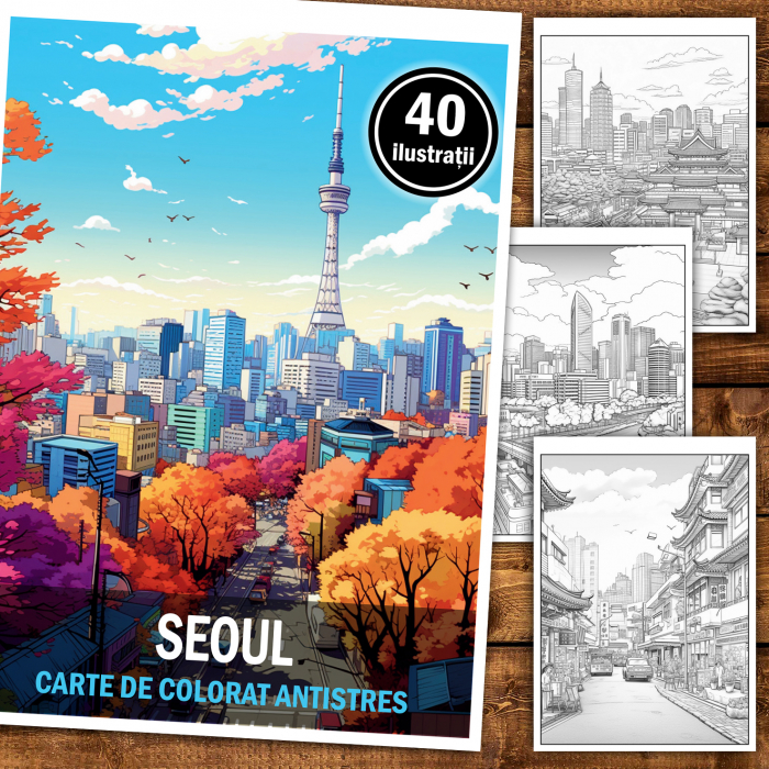 Carte de colorat antistres , 40 de ilustratii Seoul, 86 pagini [2]
