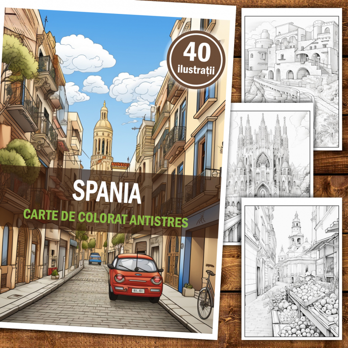 Carte de colorat antistres , 40 de ilustratii Spania, 86 pagini [2]