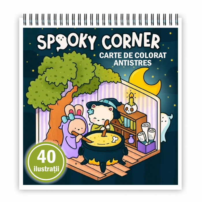 Carte de colorat antistres , 40 de ilustratii Spooky Corner, 86 pagini [1]