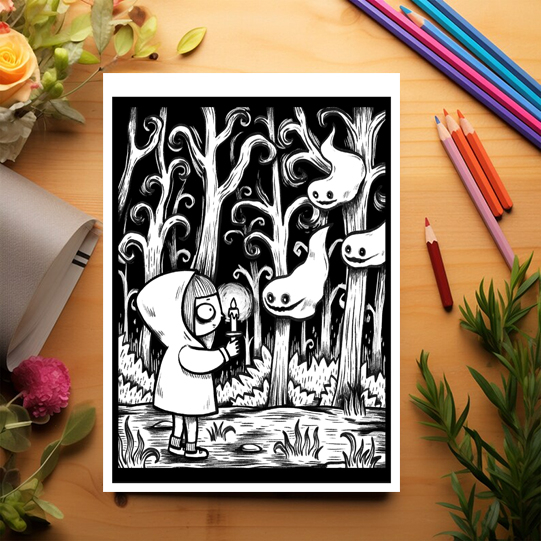 Carte de colorat antistres , 40 de ilustratii Spooky Girl, 86 pagini [3]