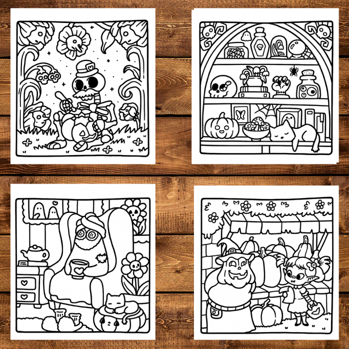 Carte de colorat antistres , 40 de ilustratii Spooky Hygge, 86 pagini [4]