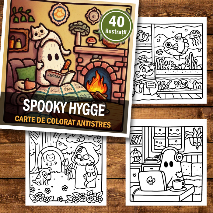 Carte de colorat antistres , 40 de ilustratii Spooky Hygge, 86 pagini [2]