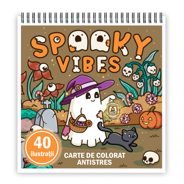 Carte de colorat antistres , 40 de ilustratii Spooky Vibes, 86 pagini [1]