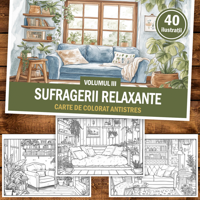 Carte de colorat antistres , 40 de ilustratii Sufragerii relaxante - Volumul III, 86 pagini [2]