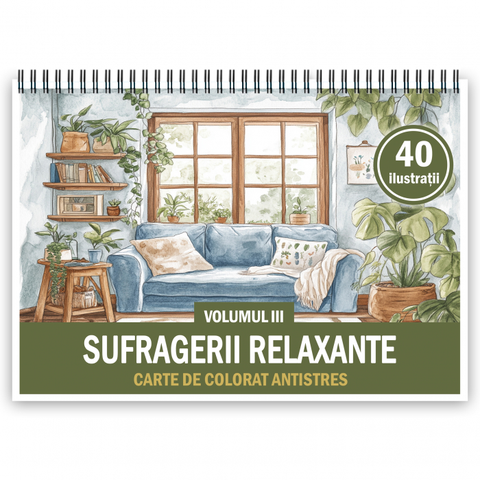 Carte de colorat antistres , 40 de ilustratii Sufragerii relaxante - Volumul III, 86 pagini [1]