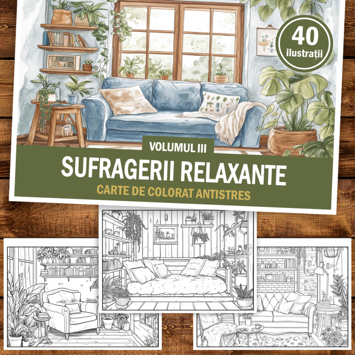 Carte de colorat antistres , 40 de ilustratii Sufragerii relaxante - Volumul III, 86 pagini [2]