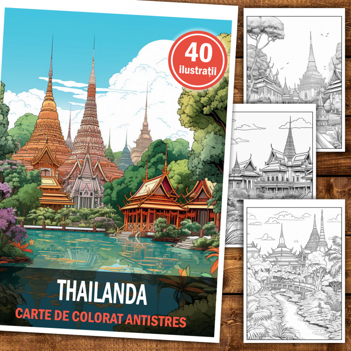 Carte de colorat antistres , 40 de ilustratii Thailanda, 86 pagini [2]