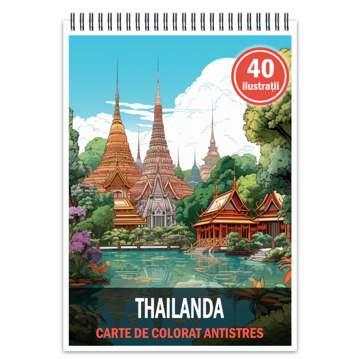 Carte de colorat antistres , 40 de ilustratii Thailanda, 86 pagini [1]