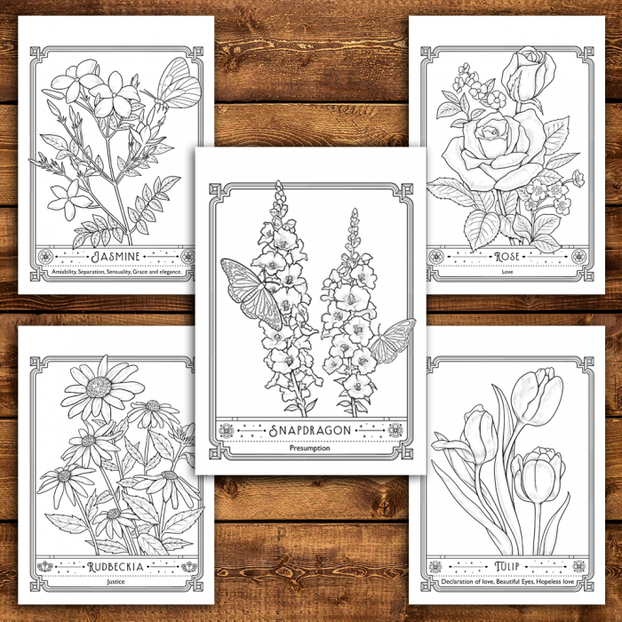 Carte de colorat antistres , 40 de ilustratii The Language of Flowers, 86 pagini [5]