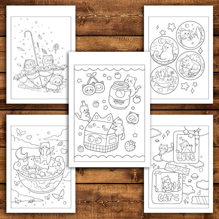 Carte de colorat antistres , 40 de ilustratii Tiny Cats, 86 pagini [5]