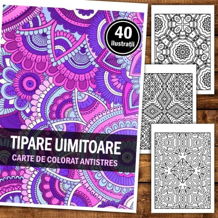Carte de colorat antistres, 40 de ilustratii Tipare uimitoare [2]