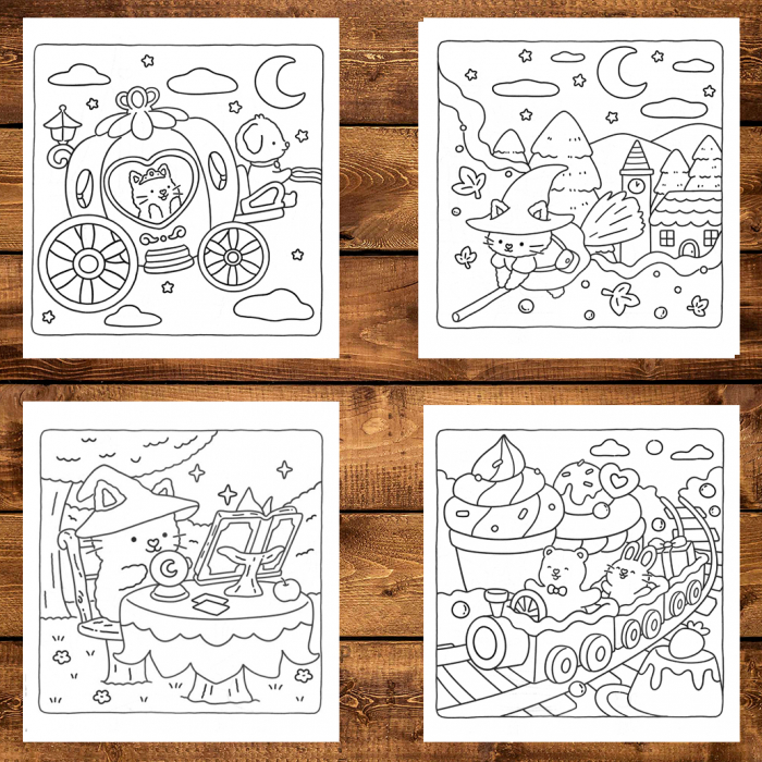Carte de colorat antistres , 41 de ilustratii Fuzzy Tales, 88 pagini [4]
