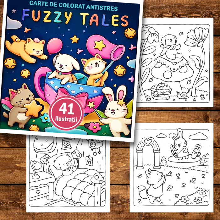 Carte de colorat antistres , 41 de ilustratii Fuzzy Tales, 88 pagini [2]