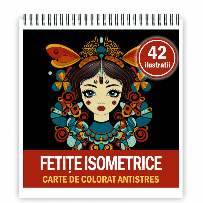 Carte de colorat antistres , 42 de ilustratii  Fetite isometrice, 90 pagini [1]