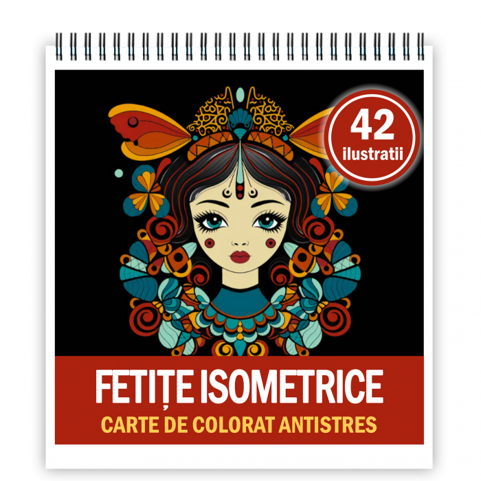Carte de colorat antistres , 42 de ilustratii  Fetite isometrice, 90 pagini [1]