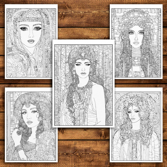 Carte de colorat antistres , 42 de ilustratii Inspiratii de la Gustav Klimt - Volumul II, 88 pagini [5]