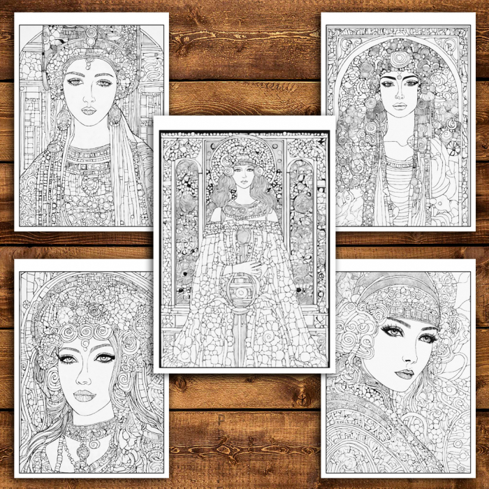 Carte de colorat antistres , 42 de ilustratii Inspiratii de la Gustav Klimt - Volumul II, 88 pagini [4]