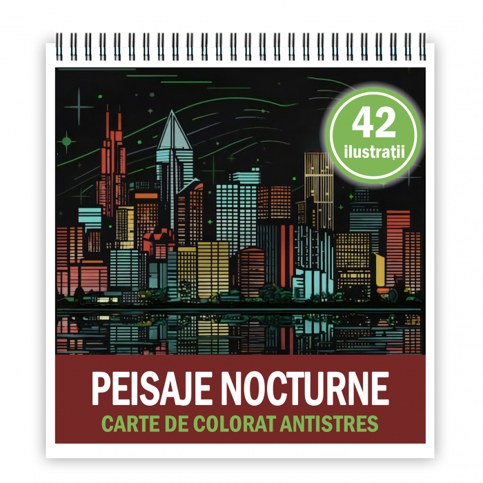 Carte de colorat antistres , 42 de ilustratii Peisaje Nocturne, 100 pagini [1]