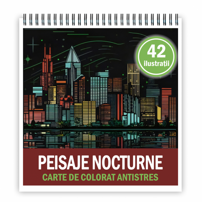 Carte de colorat antistres , 42 de ilustratii Peisaje Nocturne, 100 pagini [1]