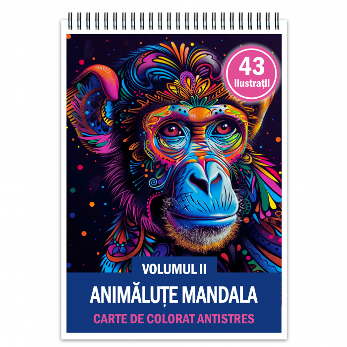 Carte de colorat antistres , 43 de ilustratii Animale Mandala - Volumul II, 92 pagini [1]