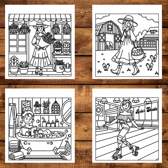Carte de colorat antistres , 44 de ilustratii  Girl Days, 94 pagini [3]
