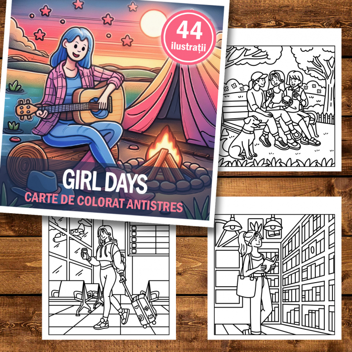 Carte de colorat antistres , 44 de ilustratii  Girl Days, 94 pagini [2]