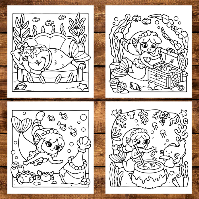 Carte de colorat antistres , 44 de ilustratii Viata Sirenelor, 94 pagini [3]