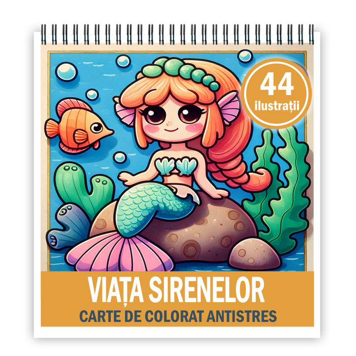 Carte de colorat antistres , 44 de ilustratii Viata Sirenelor, 94 pagini [1]
