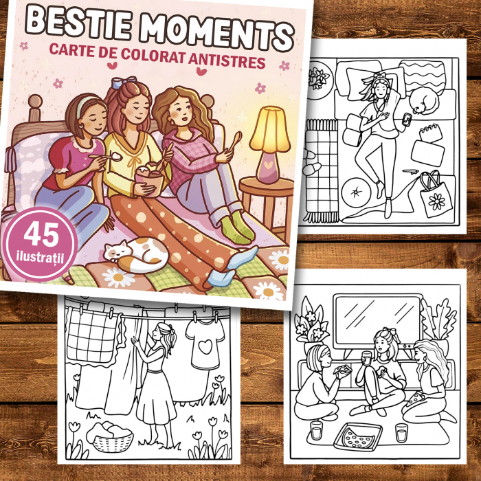 Carte de colorat antistres , 45 de ilustratii Bestie Moments, 96 pagini [2]