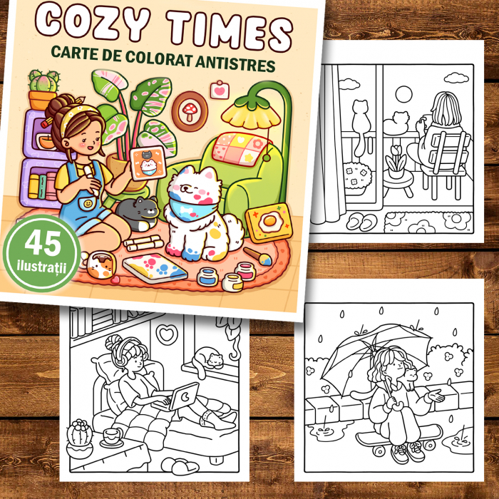 Carte de colorat antistres , 45 de ilustratii Cozy Times, 96 pagini [2]