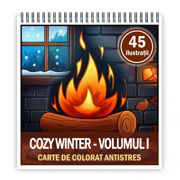 Carte de colorat antistres , 45 de ilustratii Cozy Winter - Volumul I, 96 pagini [1]