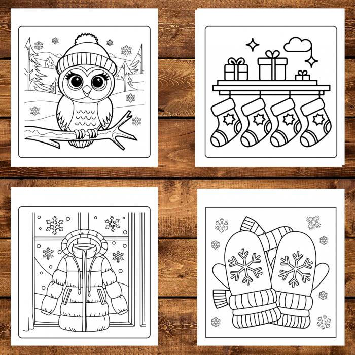 Carte de colorat antistres , 45 de ilustratii Cozy Winter - Volumul I, 96 pagini [4]