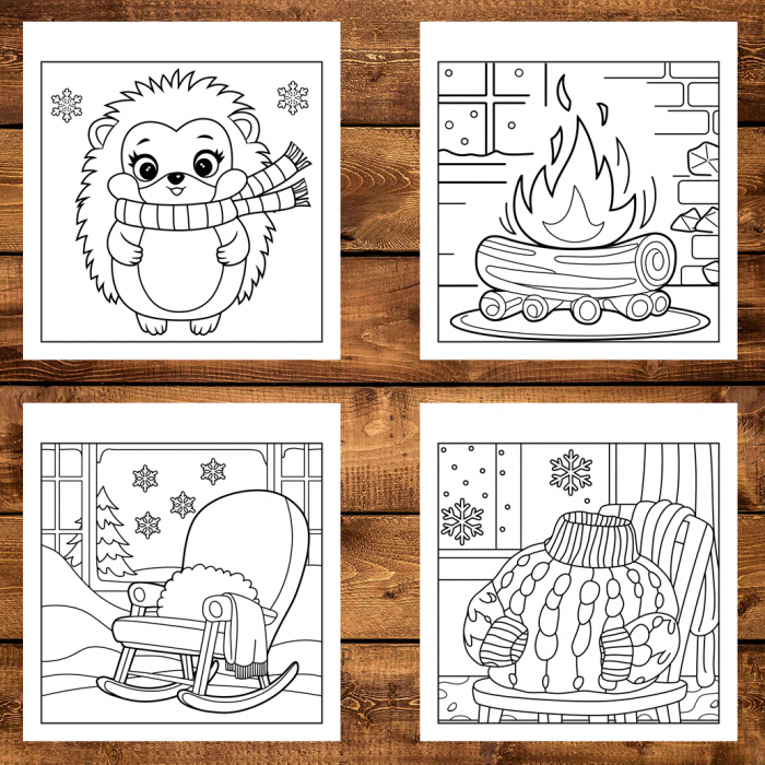 Carte de colorat antistres , 45 de ilustratii Cozy Winter - Volumul I, 96 pagini [3]