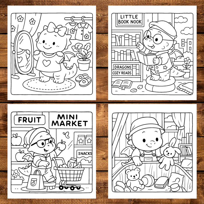 Carte de colorat antistres , 45 de ilustratii Cute Dragons - Volumul II, 96 pagini [3]