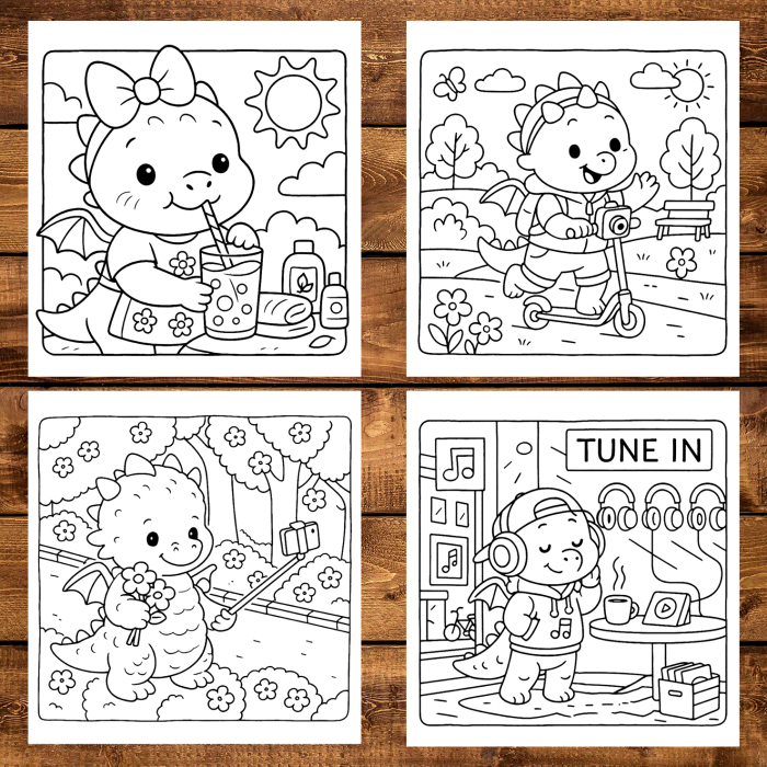 Carte de colorat antistres , 45 de ilustratii Cute Dragons - Volumul III, 96 pagini [3]