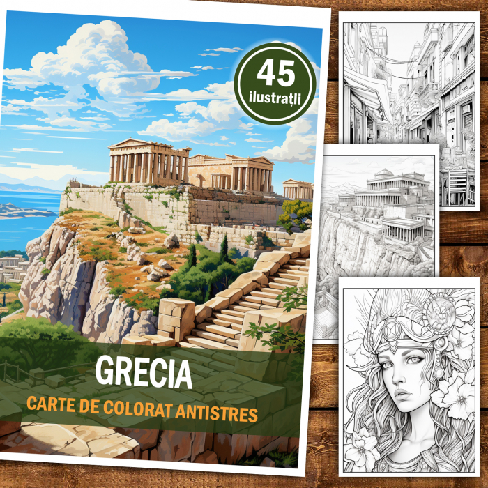 Carte de colorat antistres , 45 de ilustratii Grecia 96 pagini [2]