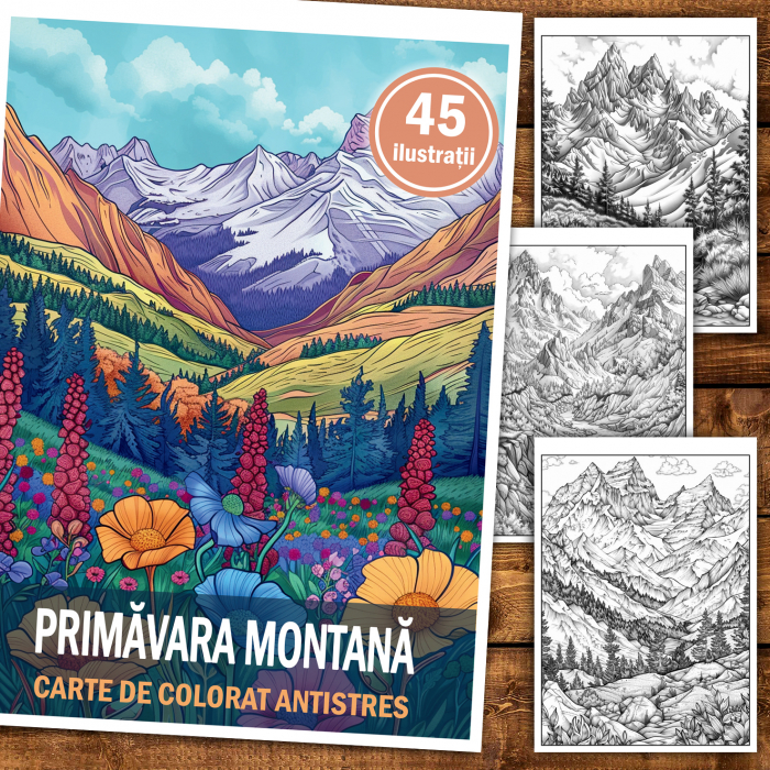 Carte de colorat antistres , 45 de ilustratii Primavara Montana, 96 pagini [2]