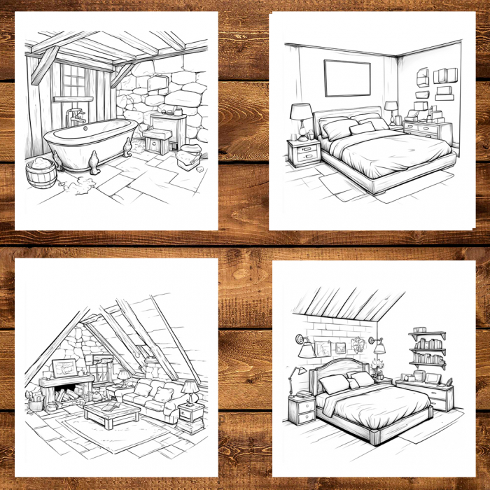 Carte de colorat antistres , 45 de ilustratii Simple Homes, 96 pagini [4]