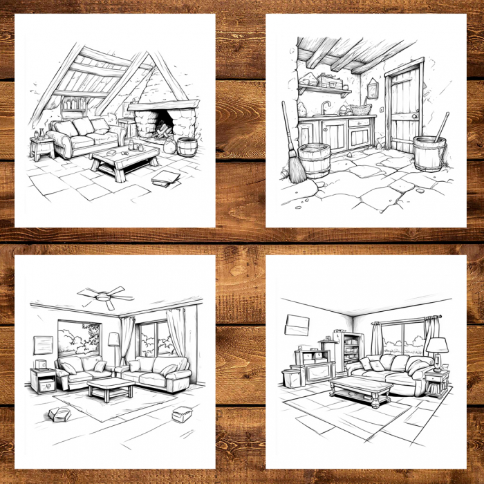 Carte de colorat antistres , 45 de ilustratii Simple Homes, 96 pagini [3]