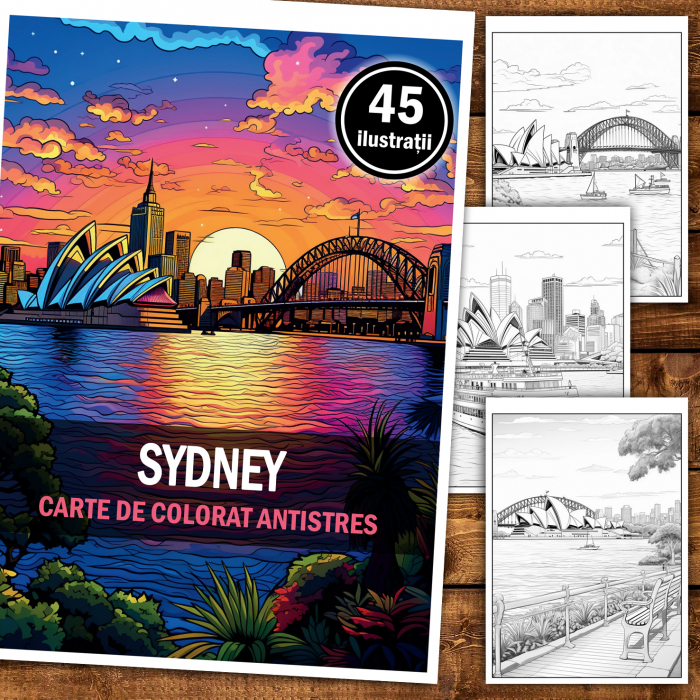 Carte de colorat antistres , 45 de ilustratii Sydney, 96 pagini [2]
