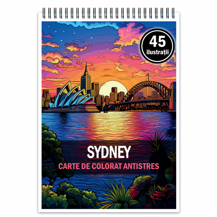 Carte de colorat antistres , 45 de ilustratii Sydney, 96 pagini [1]
