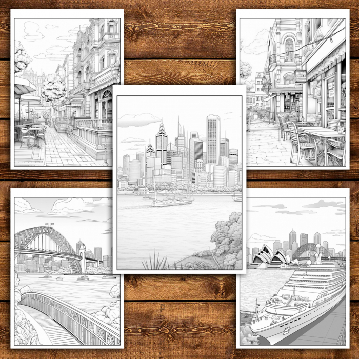 Carte de colorat antistres , 45 de ilustratii Sydney, 96 pagini [5]