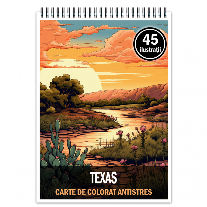 Carte de colorat antistres , 45 de ilustratii Texas, 96 pagini [1]