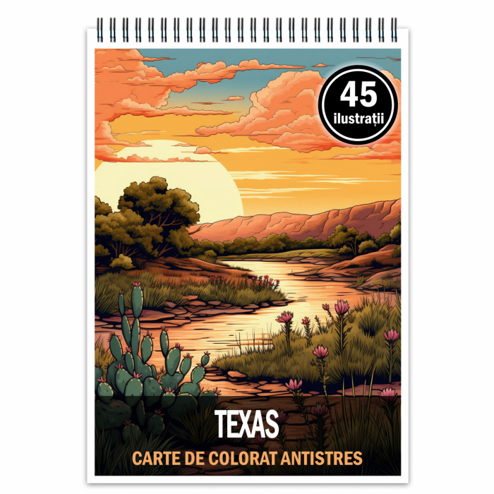 Carte de colorat antistres , 45 de ilustratii Texas, 96 pagini [1]