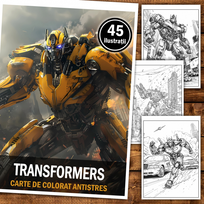 Carte de colorat antistres , 45 de ilustratii Transformers, 96 pagini [2]