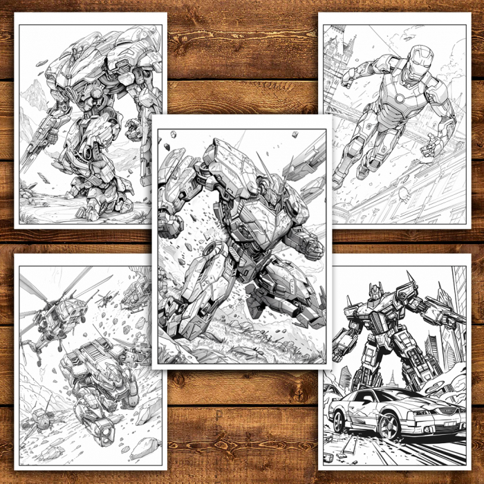 Carte de colorat antistres , 45 de ilustratii Transformers, 96 pagini [5]